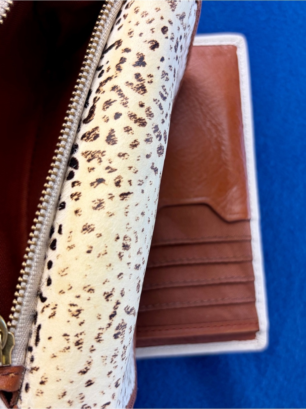 Fossil Memoir Line white and brown cheetah print cowhide leather wallet - Picture 9 of 9